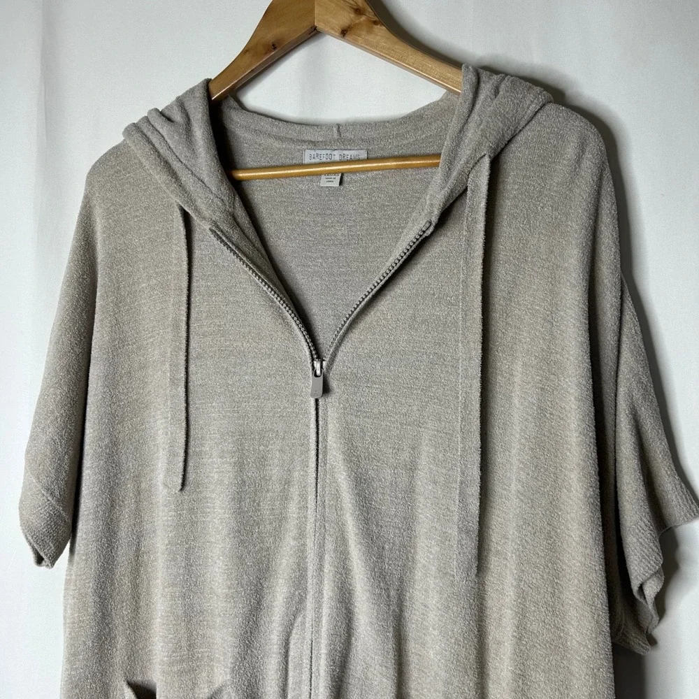 Barefoot Dreams Cardigan Sz XXS XS Cozy Chic Ultra Lite‎ Short Sleeve Zip Hoodie
